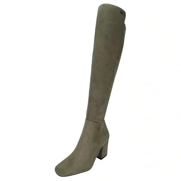 DKNY Cilli Womens OTK Stretch Microsuede Light Military Green Boots Size 5M - Picture 1 of 16